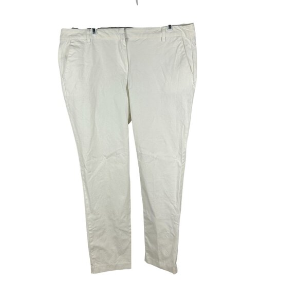 Liz Claiborne Womens White Stretch Pants Size 14 Cotton Blend - Picture 1 of 6